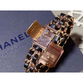 Chanel Steel Leather Strap Square Dial Watch