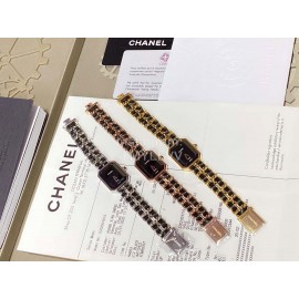 Chanel Steel Leather Strap Square Dial Watch