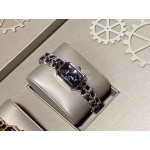 Chanel Steel Leather Strap Square Dial Watch Silver