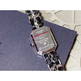 Chanel Steel Leather Strap Square Dial Watch Silver