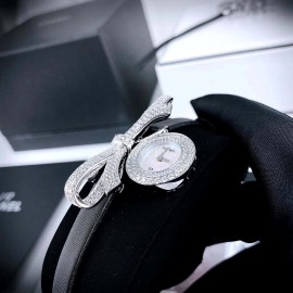 Chanel Ruban Series Black Satin Strap Diamond White Dial Watch