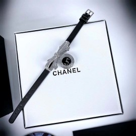 Chanel Ruban Series Black Satin Strap Diamond Black Dial Watch