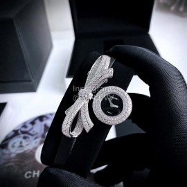 Chanel Ruban Series Black Satin Strap Diamond Black Dial Watch