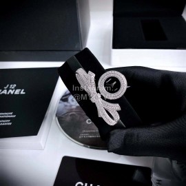 Chanel Ruban Series Black Satin Strap Diamond Black Dial Watch