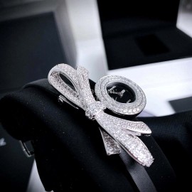 Chanel Ruban Series Black Satin Strap Diamond Black Dial Watch