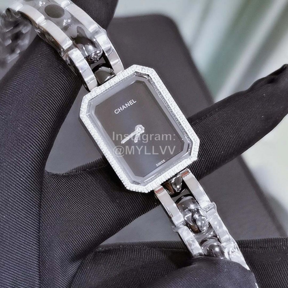 Chanel Fashion Diamond Square Dial Watch Black
