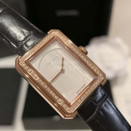 Chanel Boy-Friend Series New Square Dial Leather Strap Watch 