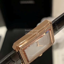 Chanel Boy-Friend Series New Square Dial Leather Strap Watch 