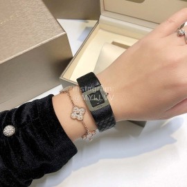 Chanel Steel Square Dial Leather Strap Watch Black