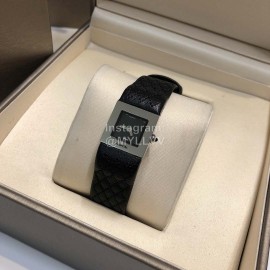 Chanel Steel Square Dial Leather Strap Watch Black