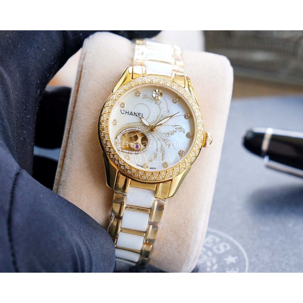 Chanel 316 Refined Steel Diamond Luminous Watch Gold