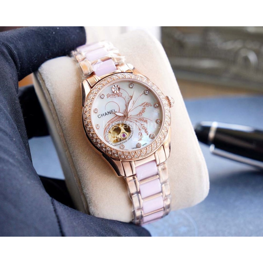 Chanel 316 Refined Steel Diamond Luminous Watch Rose Gold