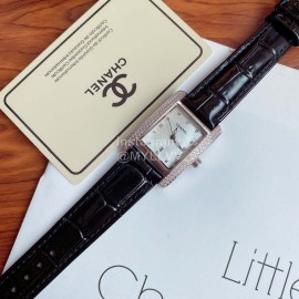 Chanel 316 Refined Steel Diamond Square Watch Blac..