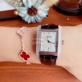 Chanel 316 Refined Steel Diamond Square Watch Black