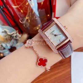 Chanel 316 Refined Steel Diamond Square Watch Reddish Brown