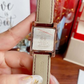 Chanel 316 Refined Steel Diamond Square Watch Reddish Brown