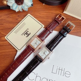 Chanel 316 Refined Steel Diamond Square Watch Reddish Brown