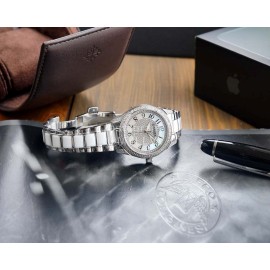 Chanel Diamond Dial Steel Strap Mechanical Watch For Women Silver