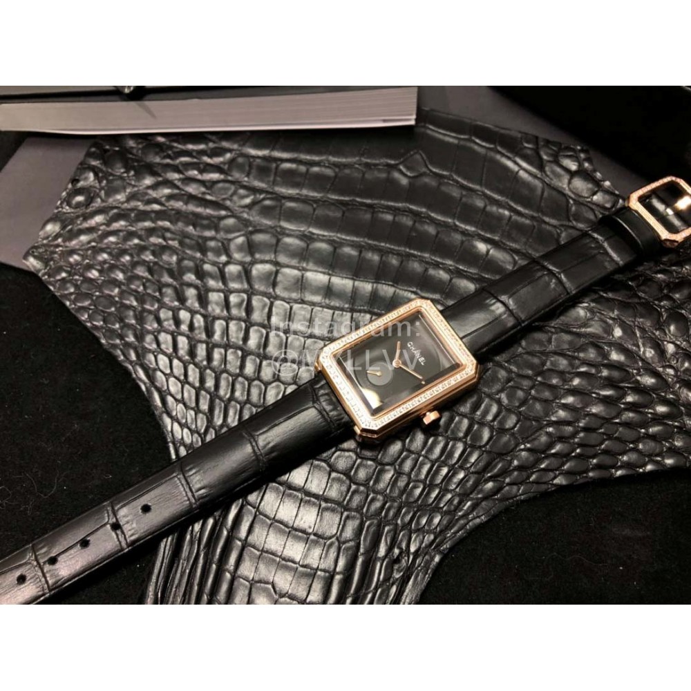 Chanel Boy·Friend Series Diamond Dial Leather Strap Watch