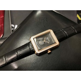 Chanel Boy·Friend Series Diamond Dial Leather Strap Watch