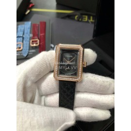 Chanel Boy·Friend Series Diamond Dial Leather Strap Watch