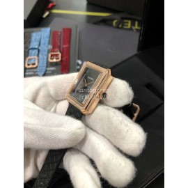 Chanel Boy·Friend Series Diamond Dial Leather Strap Watch