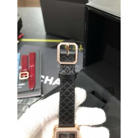 Chanel Boy·Friend Series Diamond Dial Leather Strap Watch