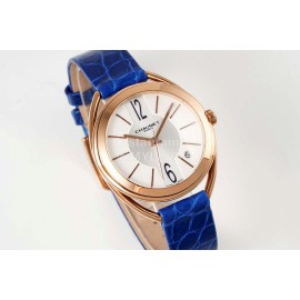 Chaumet 316 Refined Steel 33mm Dial Leather Strap Watch Blue
