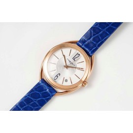 Chaumet 316 Refined Steel 33mm Dial Leather Strap Watch Blue