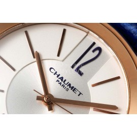 Chaumet 316 Refined Steel 33mm Dial Leather Strap Watch Blue