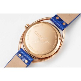 Chaumet 316 Refined Steel 33mm Dial Leather Strap Watch Blue