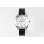 Chaumet 316 Refined Steel 33mm Dial Leather Strap Watch Black