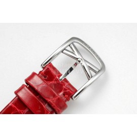 Chaumet 316 Refined Steel 33mm Dial Leather Strap Watch Red