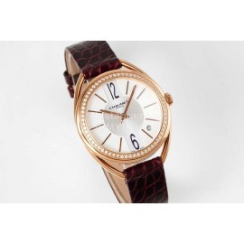 Chaumet 316 Refined Steel 33mm Dial Leather Strap Watch