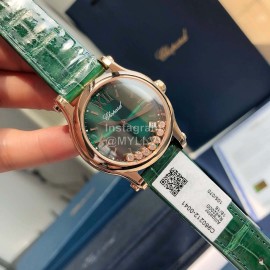 Chopard Happy Sport Leather Strap Watch Green
