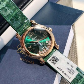 Chopard Happy Sport Leather Strap Watch Green