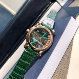 Chopard Happy Sport Leather Strap Watch Green