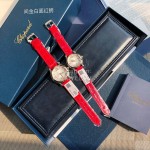Chopard Happy Sport Leather Strap Watch Red