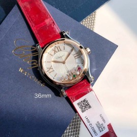 Chopard Happy Sport Red Leather Strap Watch