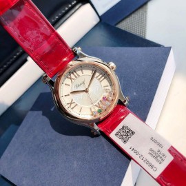 Chopard Happy Sport Red Leather Strap Watch