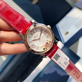 Chopard Happy Sport Red Leather Strap Watch