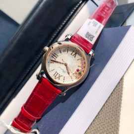 Chopard Happy Sport Red Leather Strap Watch