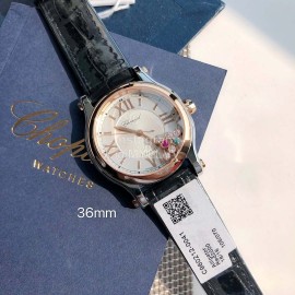 Chopard Happy Sport Leather Strap Watch Black