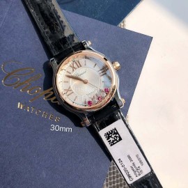 Chopard Happy Sport Leather Strap Watch Black