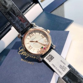 Chopard Happy Sport Leather Strap Watch Black