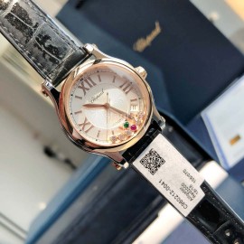 Chopard Happy Sport Leather Strap Watch Black