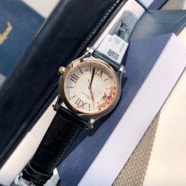 Chopard Happy Sport Leather Strap Watch Black