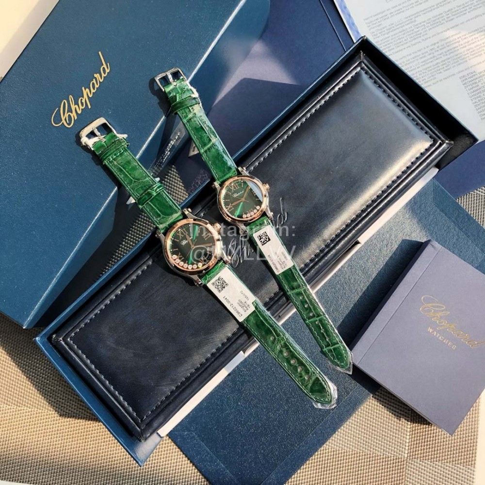 Chopard Happy Sport New Leather Strap Watch Green