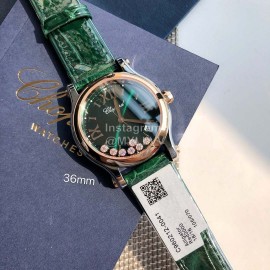Chopard Happy Sport New Leather Strap Watch Green