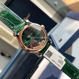 Chopard Happy Sport New Leather Strap Watch Green